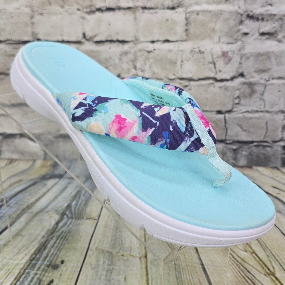 Vera Bradley VB Cloud Flip Flop Womens 11 Light Blue Floral Cushioned Sandals